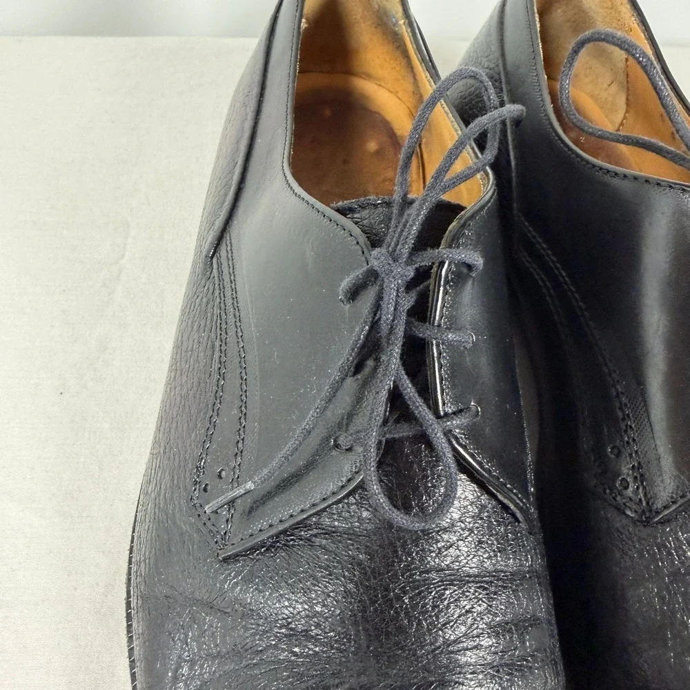 Johnston & Murphy Aristocraft‎ Italy Black Leather Cap Toe Derby Shoes Mens 10 M
